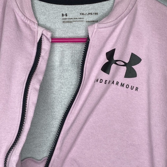 Under Armour Coldgear Full Zip Sweatshirt Pink Junior Girls Extra Large Pink - Picture 4 of 5